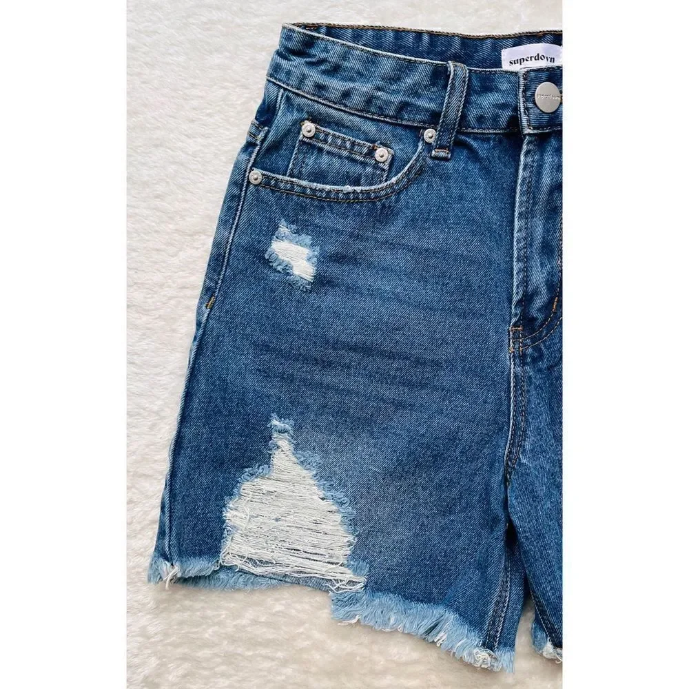 NWT superdown Lennon Distressed Mid Short in Dark Blue, Size 27
